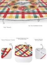 - RealHomes - Realhomes  Renkli Ekose Motifli 2'li Oval Kaymaz Tabanlı Mutfak Paspas Takımı & Banyo Halısı Seti Realhomes