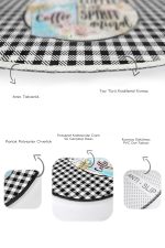 - RealHomes - Realhomes  Siyah Beyaz Ekose Motifli 2'li Oval Kaymaz Tabanlı Mutfak Paspas Takımı Realhomes