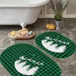 Puantiye Zeminli Kaktüs Motifli Dijital Baskılı 2'li Oval Kaymaz Tabanlı Banyo & Mutfak Paspas Takımı Realhomes