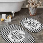 Mavi Zemin Kelebek Gül Motifli Özel Tasarım 2'li Oval Kaymaz Tabanlı Banyo & Mutfak Paspas Takımı Realhomes