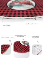 - RealHomes - Realhomes  Kırmızı Ekose Tasarımlı Yılbaşı Temalı 2'li Oval Banyo Halısı & Mutfak Paspas Takımı Realhomes