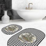 Çam Ağacı Kırmızı Araba Dijital Baskılı 2'li Oval Kaymaz Tabanlı Banyo & Mutfak Paspas Takımı Realhomes