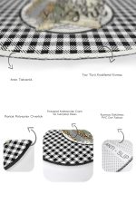 - RealHomes - Realhomes  Siyah Beyaz Ekose Tasarımlı 2'li Oval Kaymaz Tabanlı Banyo Halısı & Klozet Seti Realhomes