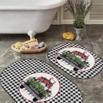 Kazayağı Desen Dijital Baskılı Özel Tasarımlı 2'li Oval Kaymaz Tabanlı Banyo & Mutfak Paspas Takımı Realhomes