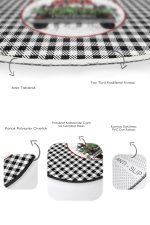 - RealHomes - Realhomes Siyah Beyaz Ekose Tasarımlı 2'li Oval Kaymaz Tabanlı Banyo Paspas Takımı & Mutfak Paspas Seti Realhomes