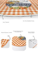 - RealHomes - Realhomes  Turuncu Ekose Motifli 2'li Oval Kaymaz Tabanlı Banyo Paspas Seti & Mutfak Paspas Takımı Realhomes