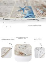 Deniz Kabuğu & Yıldızı Özel Tasarım 2'li Oval Kaymaz Tabanlı Banyo & Mutfak Paspas Takımı Realhomes