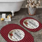 Etnik Fil Tasarımlı Özel Tasarım 2'li Oval Kaymaz Tabanlı Banyo Paspas Seti & Klozet Paspas Takımı Realhomes