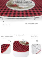 - RealHomes - Realhomes  Kırmızı Siyah Ekose Christmas Temalı 2'li Oval Mutfak Paspas Takımı & Banyo Halısı Seti Realhomes