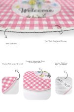 - RealHomes - Realhomes  Pembe Ekose Welcome Temalı 2'li Oval Kaymaz Tabanlı Banyo Halısı & Klozet Paspas Seti Realhomes