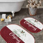 Lacivert Zeminli Kuş Tasarımlı 2'li Oval Kaymaz Tabanlı Mutfak Paspas Takımı & Banyo Halısı Seti Realhomes