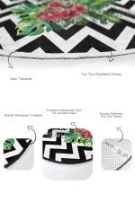 - RealHomes - Realhomes  Çok Zigzag Motifli Flamingo Tasarımlı 2'li Oval Kaymaz Tabanlı Banyo & Mutfak Paspas Takımı Realhomes