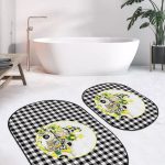 Love Tasarımlı Yılbaşı Temalı Özel Tasarım 2'li Oval Kaymaz Tabanlı Banyo & Mutfak Paspas Takımı Realhomes