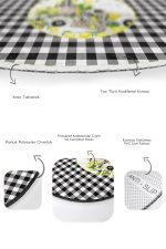 - RealHomes - Realhomes  Siyah Ekose Motifli Limon Temalı 2'li Oval Kaymaz Tabanlı Banyo Paspas Takımı & Mutfak Paspas Seti Realhomes