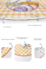 - RealHomes - Realhomes  Kabak Motifli Ekose Temalı 2'li Oval Kaymaz Tabanlı Banyo Halısı Seti & Klozet Paspas Takımı Realhomes