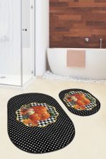 - RealHomes - Realhomes  Kabak Temalı Give Thanks Temalı 2'li Oval Kaymaz Tabanlı Mutfak Paspas Takımı & Banyo Halısı Seti Realhomes