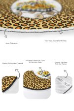 - RealHomes - Realhomes  Sarı Zebra Desenli 2'li Oval Kaymaz Tabanlı Banyo Paspas Takımı & Mutfak Paspas Seti Realhomes