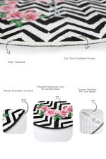 - RealHomes - Realhomes  Zigzag Zemin Gül Flamingo Motifli 2'li Oval Kaymaz Tabanlı Banyo & Mutfak Paspas Takımı Realhomes