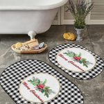 Siyah Mermer Özel Tasarım Dijital Baskılı 2'li Oval Kaymaz Tabanlı Banyo & Mutfak Paspas Takımı Realhomes