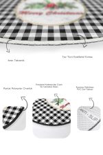 - RealHomes - Realhomes  Siyah Ekose Mery Christmas Motifli 2'li Oval Banyo Paspas Takımı & Klozet Paspas Takımı Realhomes