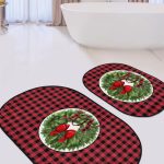 Siyah Beyaz Dama Tasarımlı Dijital Baskılı 2'li Oval Kaymaz Tabanlı Banyo & Mutfak Paspas Takımı Realhomes