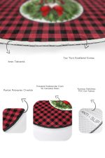 - RealHomes - Realhomes  Kırmızı Ekose Motifli Yılbaşı Temalı 2'li Oval Mutfak Paspas Takımı & Banyo Halısı Seti Realhomes