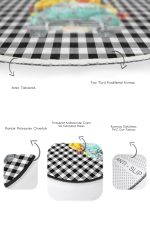 - RealHomes - Realhomes  Siyah Ekose Kabaklı Araba Tasarımlı 2'li Oval Mutfak Halısı Seti & Banyo Paspas Takımı Realhomes