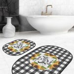 Tropik Hayvanlar Bitkiler Özel Tasarım 2'li Oval Banyo Paspas Seti & Banyo Halı Takımı Realhomes