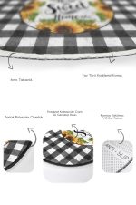 - RealHomes - Realhomes  Siyah Ekose Home Sweet Home Temalı 2'li Oval Mutfak Paspas Seti & Banyo Paspas Takımı Realhomes