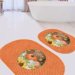 Welcome Temalı Ekose Motifli 2'li Oval Kaymaz Tabanlı Mutfak Halısı Seti & Banyo Paspas Takımı Realhomes