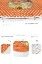 - RealHomes - Realhomes  Turuncu Puantiyeli Kabak Tasarımlı 2'li Oval Banyo Halısı Seti & Banyo Paspas Takımı Realhomes