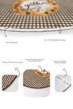 - RealHomes - Realhomes  Kahve Ekose Motifli Kabak Temalı 2'li Oval Kaymaz Tabanlı Banyo Paspas Takımı & Klozet Paspas Seti Realhomes