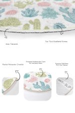 - RealHomes - Realhomes  Renkli Kaktüsler Özel Tasarımlı 2'li Oval Kaymaz Tabanlı Banyo & Mutfak Paspas Takımı Realhomes