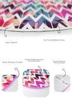 - RealHomes - Realhomes  Renkli Tropik Yaprak Zigzag Motifli 2'li Oval Kaymaz Tabanlı Banyo & Mutfak Paspas Takımı Realhomes