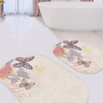 Gri Zemin Saksılı Kaktüs Motifli 2'li Oval Kaymaz Tabanlı Banyo & Mutfak Paspas Takımı Realhomes