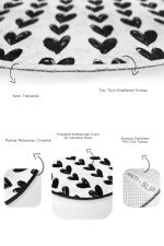 - RealHomes - Realhomes  Siyah Beyaz Kalp Motifli 2'li Oval Kaymaz Tabanlı Banyo & Mutfak Paspas Takımı Realhomes