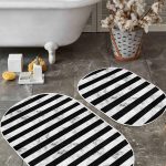 Soyut Renkli Tropik Yapraklar Özel Tasarım 2'li Oval Kaymaz Tabanlı Banyo & Mutfak Paspas Takımı Realhomes