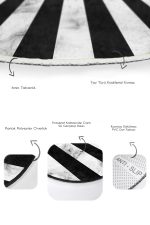 - RealHomes - Realhomes  Siyah Beyaz Mermer Motifli Dijital Baskılı 2'li Oval Kaymaz Tabanlı Banyo & Mutfak Paspas Takımı Realhomes