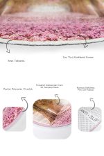 - RealHomes - Realhomes Eflatun Sevgi Yolu Özel Tasarımlı 2'li Oval Kaymaz Tabanlı Banyo & Mutfak Paspas Takımı Realhomes