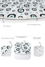 - RealHomes - Realhomes Nazar Boncuklı Dijital Baskılı 2'li Oval Kaymaz Tabanlı Banyo & Mutfak Paspas Takımı Realhomes