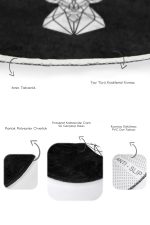 - RealHomes - Realhomes  Siyah Zemin Geyik Y.N.T. Tasarımlı 2'li Oval Kaymaz Tabanlı Banyo & Mutfak Paspas Takımı Realhomes