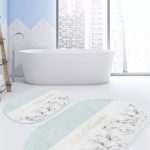 Yılbaşı Temalı Kanaviçe Motifli Geyik Özel Tasarım 2'li Oval Kaymaz Tabanlı Banyo & Mutfak Paspas Takımı Realhomes