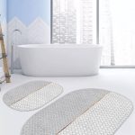 Beyaz Zemin Yılbaşı Temalı Çam Ağacı Motifli 2'li Oval Kaymaz Tabanlı Banyo & Mutfak Paspas Takımı Realhomes