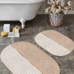 Gri Zemin Saksılı Kaktüs Motifli 2'li Oval Kaymaz Tabanlı Banyo & Mutfak Paspas Takımı Realhomes