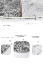 - RealHomes - Realhomes  Siyah Beyaz Mermer Tasarımlı Dijital Baskılı 2'li Oval Kaymaz Tabanlı Banyo & Mutfak Paspas Takımı Realhomes