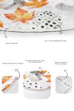 - RealHomes - Realhomes  Mermer Detaylı Sonbahar Yaprakları Dijital Baskılı 2'li Oval Kaymaz Tabanlı Banyo & Mutfak Paspas Takımı Realhomes