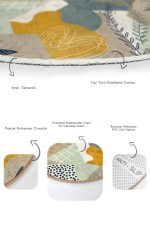 - RealHomes - Realhomes  Geometrik Şekilli Yaprak Çizimli 2'li Oval Kaymaz Tabanlı Banyo & Mutfak Paspas Takımı Realhomes