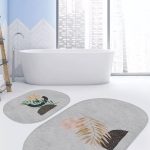 Soyut Renkli Bohem Dijital Baskılı 2'li Oval Kaymaz Tabanlı Banyo & Mutfak Paspas Takımı Realhomes