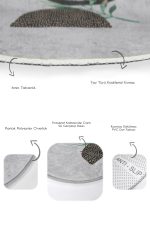 - RealHomes - Realhomes  Gri Zemin Bohem Tropik Yaprak Motifli 2'li Oval Kaymaz Tabanlı Banyo & Mutfak Paspas Takımı Realhomes