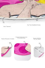 - RealHomes - Realhomes  Pembe Sarı Pop-Art Motifli 2'li Oval Kaymaz Tabanlı Banyo & Mutfak Paspas Takımı Realhomes